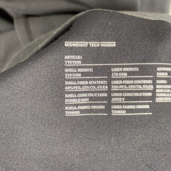 Ten Thousand Mens Size L Black Midweight Tech Hoodie Pullover - Picture 8 of 8